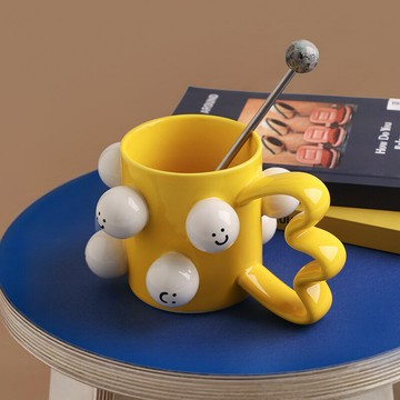 馬克杯 水杯 隨手杯 牛奶杯 貝漢美創意微笑陶瓷馬克杯高顏值情侶咖啡水杯陶瓷杯閨蜜生日禮品