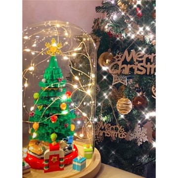 圣誕節泡泡馬特城堡婚禮森寶佳奇圣誕樹積木透明玻璃罩帶燈底發光