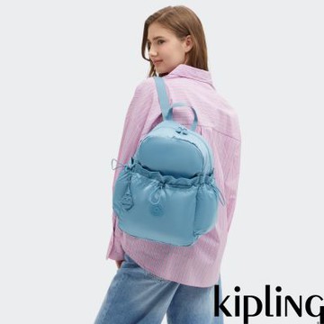 『拉拉包』Kipling 湖水藍輕盈抽繩束口後背包-AMITA