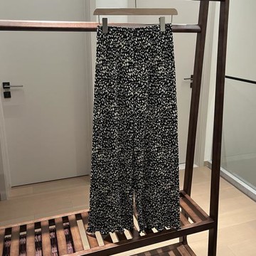 2054日單三宅時尚氣質  2025新款女豹紋松緊腰直筒休閑褲舒適長褲