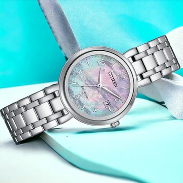 CITIZEN 星辰 LADY S 光動能 珍珠貝 女錶 手錶 腕錶聖誕節 禮物-EW2690-81Y