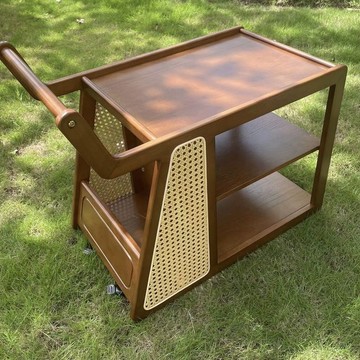 台灣公司貨 附發票 全實木沙發邊幾小推車邊柜側邊柜客廳巴士餐車可移動茶臺多層茶幾 快速出貨