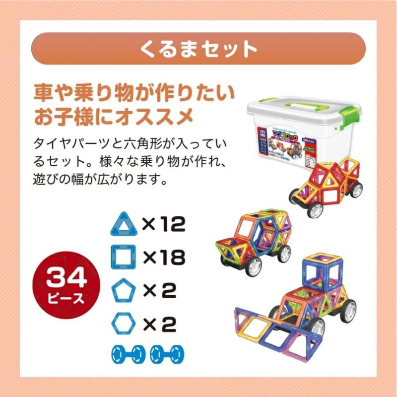 抗菌 マグブロック くるま セット 34ピース 知育玩具 小学生 おもちゃ