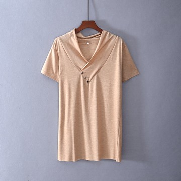 女裝短袖修身V領純色青春T恤衫上衣服顯瘦時尚