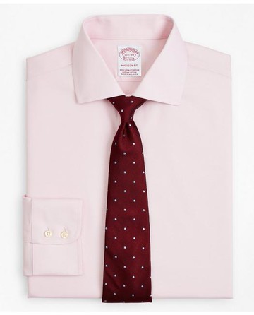 Brooks Brothers Men's Stretch Madison Relaxed-Fit Dress Shirt, Non-Iron Twill English Collar | Pink | Size 15 33
