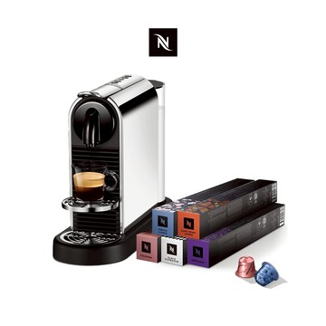 【Nespresso膠囊咖啡機 CitiZ Platinum&訂製時光咖啡50顆膠囊組(贈咖啡組)
