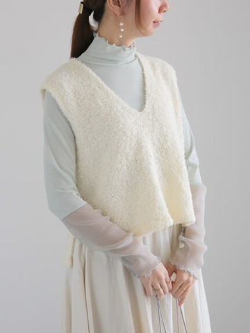 混紡紗V領針織背心(FC41L2C0180) - Te chichi