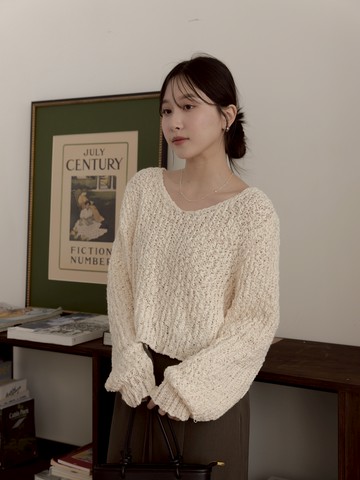 立體球球鉤織罩衫