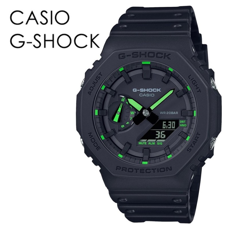 G-SHOCK アナデジ メンズ 腕時計 ブラック グリーン ネオンカラー G
