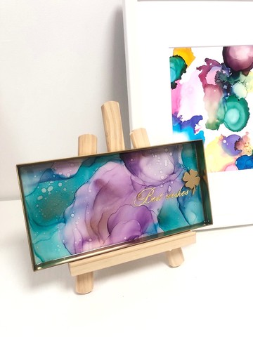 酒精墨水藝術長型托盤 - Best Wishes