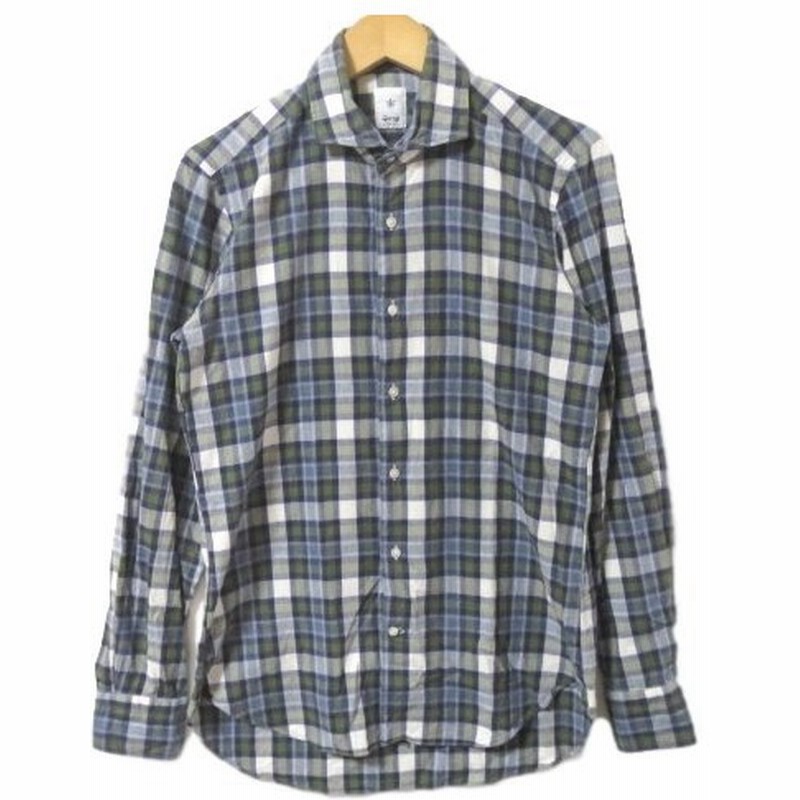 Giangi ジャンジ 長袖チェックシャツ Ships グレー 緑 グリーン S メンズ 中古 通販 Lineポイント最大0 5 Get Lineショッピング