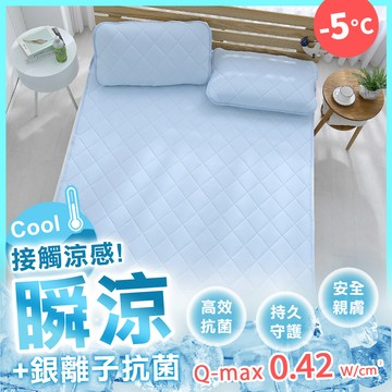 瞬涼銀離子抗菌-單人涼墊(不含枕墊) SUPERCOOL接觸涼感[鴻宇]-湖畔藍