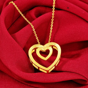 隔日到貨 心心相印 鏤空 項鍊 招財轉運 項鏈 不退色 999不過敏N472