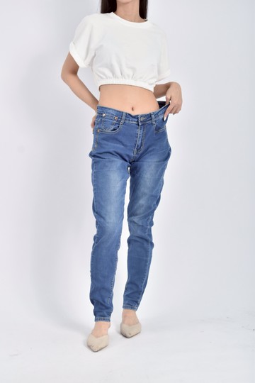 (S) hps丹寧牛仔棉質緊身藍色長褲