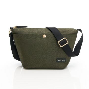 BERNIS 尼龍系列 輕盈斜側背角包 綠色 獨特紋路 防潑水尼龍