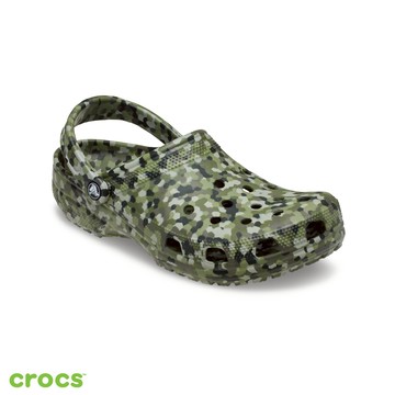 Crocs 卡駱馳 (中性鞋) 經典克駱格-軍綠色/七彩色-212462-3TC_洞洞鞋
