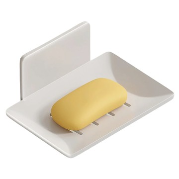 輕奢風壁掛肥皂架 Set 5入組 碳鋼材質 瀝水快乾 圓潤邊角 簡易安裝 附免釘膠  白色  1組