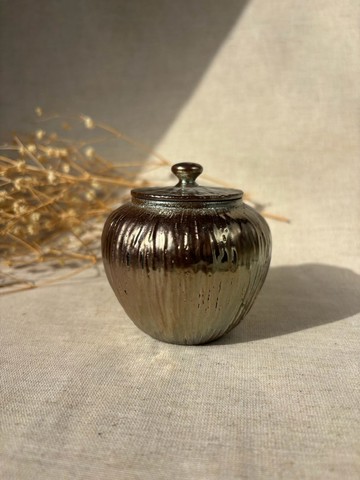 柴燒木紋小茶罐-C