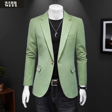 2025春秋季男士蘋果綠小西裝加大碼潮流休閑西服外套舞臺表演服裝