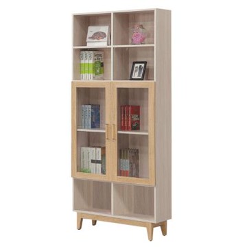 文創集 法西2.7尺二門半開放書櫃80x32x198-cm免組