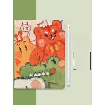 ipad保護套ipadpro新款2021帶筆槽iPad9殼蘋果平板電腦air4全包輕薄防摔mini6卡通小熊12.9寸學生可愛蠶絲紋5