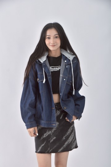 (F) 質感棉質連帽藍色外套