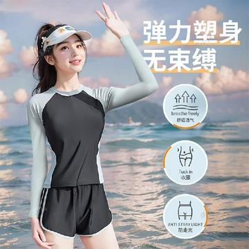 💖臺灣-出貨💖泳衣女防尷尬分體保守兩件套顯瘦遮肉游泳衣學生海邊溫泉女士泳衣0508