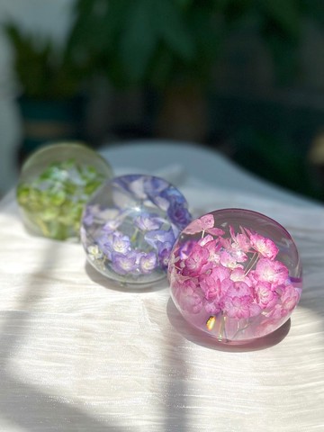 天然真花繡球標本水晶球 植物禮品 裝飾擺件