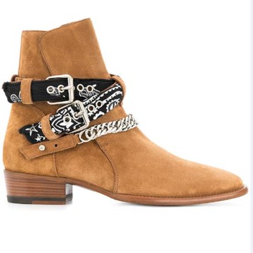 切爾西秋冬特惠歐美高街馬丁靴男英倫潮流搭扣腰花中筒尖頭牛仔靴