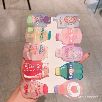 兔年臺灣爆賣大號磨砂奶茶飲料髮夾可愛學生小髮卡少女心甜美鴨嘴夾