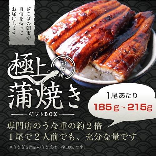 特大うなぎ蒲焼(185g〜215g）ｘ2本  国産　高級　冷凍便　九州産 最安値挑戦 ベストお取り寄せ大賞　銅賞受賞　贅沢　ギフト