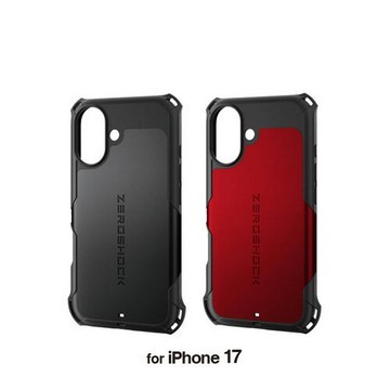 日本代購 ELECOM ZEROSHOCK iPhone 17 耐衝擊 手機殼 保護殼 附保護貼 黑色 紅色