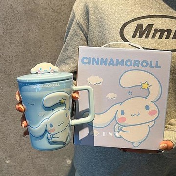 三麗鷗陶瓷杯子庫洛米手柄馬克杯可愛帶蓋大容量水杯女生家用情侶