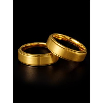 18k金戒指男高檔歐美鎢金飾品仿黃金送男友沙面輕奢不掉色食指環