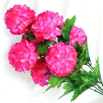 Joart 7支人造大菊花束  螢光粉紅色  1個