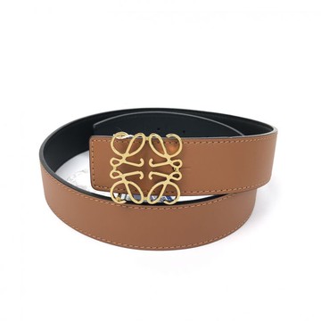 loewe 棕色 金logo 皮帶