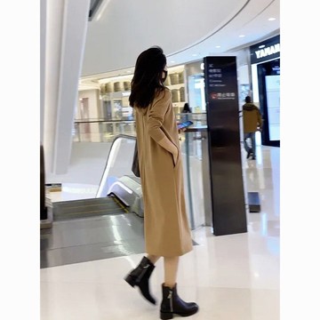 衛衣裙連帽上衣高級感純棉長款女時尚法式過膝休閒連衣裙子潮秋裝新款【聚宝屋】