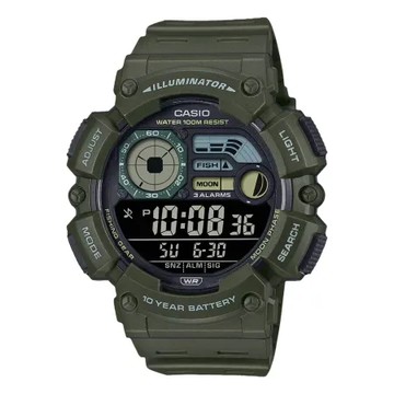 【CASIO 卡西歐】多功能男錶 月相 釣魚指示 LED照明 防水100米 (WS-1500H-3B)