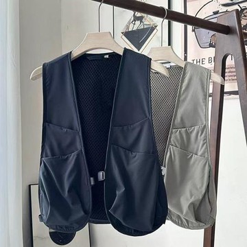 日系機能工裝馬甲男女款夏季戶外釣魚運動多口袋無袖坎肩背心外套