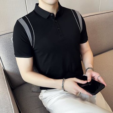 拼接polo衫夏季高級感痞帥短袖