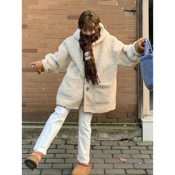 皮毛一體羊羔毛外套女秋冬季加厚羊羔絨中長款棉服2025新款兩面穿