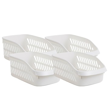 無印風 滑輪收納籃 寬款  白色  4個