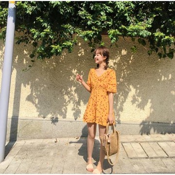 【自制款】 胖mm新款法式顯瘦娃娃領微胖森女系連衣裙加大200斤