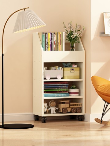 收納推車 書架落地置物架可移動帶輪桌邊木質書柜桌下書本文件收納柜小推車-快速出貨