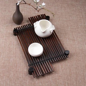 做舊竹排茶托杯 奉茶盤茶具收納架茶杯架 壺墊茶道功夫配件干泡臺