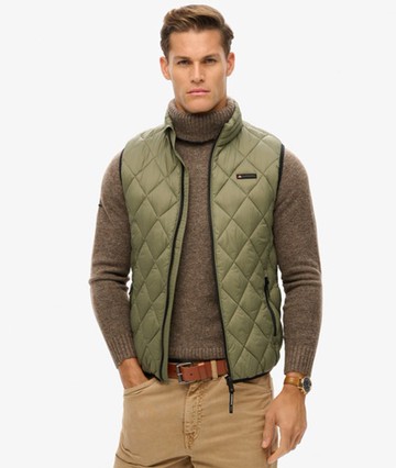 Superdry Men's Diamond Quilt Fuji Lite Gilet Green Size: L