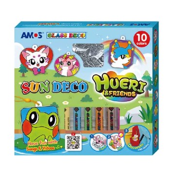 【AMOS 阿摩司】韓國原裝 10色 HUERI&FRIEND 壓克力 模型板 DIY 玻璃彩繪組 / 組 SD10P10-H