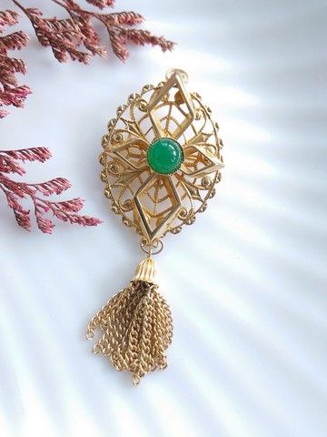 Vintage Jewelry  SARAH COV  東方風格 流蘇 別針  胸針