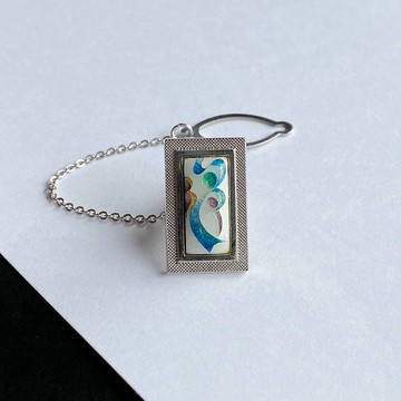 Tiny Ribbon [白] 景泰藍領帶別針 純銀有線景泰藍