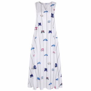 マキシ丈ワンピース 大きいサイズ レディース リゾートワンピース 開襟 袖なし 蝶柄 ワンピ マキシワンピ ハワイ ポケット付き レディー 通販 Lineポイント最大1 0 Get Lineショッピング